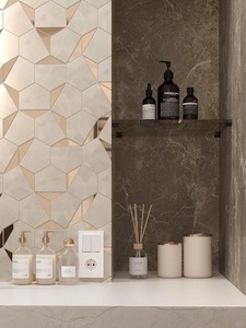 Mosaico de azulejos de vidrio espejo con forma cuadrada de mármol blanco color dorado para salpicadero de <span class=keywords><strong>pared</strong></span> - Product Image 4