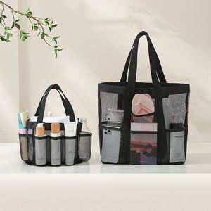 Wholesale Simple and Beautiful Mesh Beach <b>Bag</b> Large Capacity Portable Skin Care <b>Sunscreen</b> Makeup <b>Bag</b> with Handle - Product Image 2