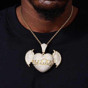 <span class=keywords><strong>Les</strong></span> <span class=keywords><strong>Sept</strong></span> Pêchés capitaux - Collier pendentif Cœur de la cupidité en laiton plaqué or 18 carats avec diamants CZ AAAAA, style Iced Out, breloque Cœur du Diable - Product Image 5