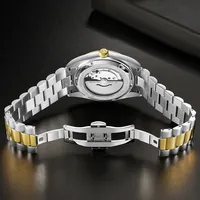 Montres automatiques mécaniques CADISEN C8185 pour homme, lumineuses, trois aiguilles, affichage de la date, acier inoxydable massif, fermoir papillon