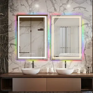 Colorato RGB LED specchio da bagno 36 "L x 36" W varie dimensioni Optional Stepless dimmerabili da parete specchietti memoria a prova di infrangere