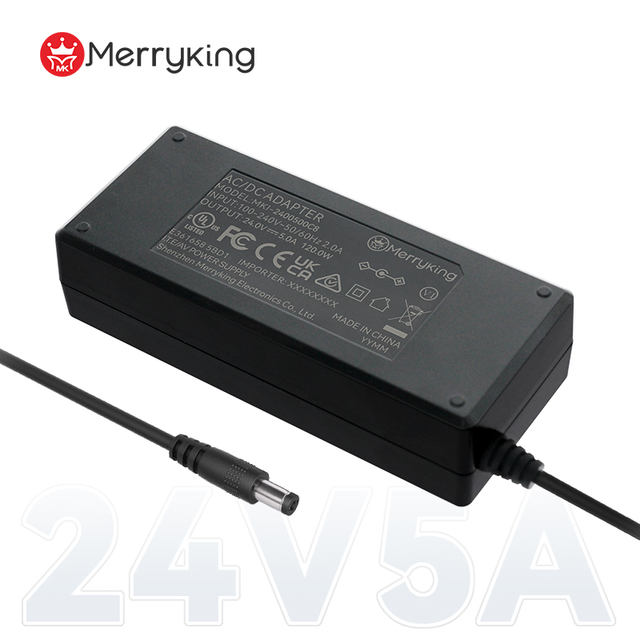 Merryking Power Adaptor 24 Volt 5 Ampere 120Watts 24v 5a Power Adapter for Amplifier