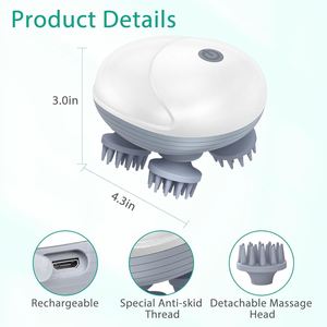 Electric Scalp Head Massager <b>Red</b> <b>Light</b> <b>Therapy</b> 5 Modes Vibration 4 Detachable Massage Claws Hair Growth Stress Relief - Product Image 4
