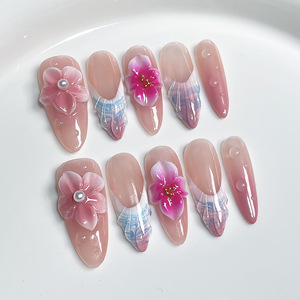 Venta al por mayor 10 piezas de <span class=keywords><strong>uñas</strong></span> de gel pintadas a mano hermoso diseño personalizado de lujo hecho a mano prensa en las <span class=keywords><strong>uñas</strong></span> - Product Image 4