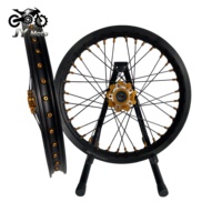 Jeu de roues tout-terrain noir avec jantes 19*1.4 avant et 16*2.15 arrière, moyeu doré, pour remplacement et assemblage Surron Light Bee