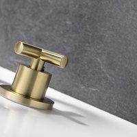 Robinet de baignoire autoportant en laiton, finition or brossé, céramique, style contemporain, luxe hôtelier, à commande douce, vente chaude