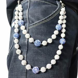 Cadenas de cinturón para bolsillos de jeans con rosario personalizado de bolas de discoteca, collar de rosario con bolas de diamantes de imitación de 12 mm, cadena de rosario católica para cintura/cuerpo - Product Image 4