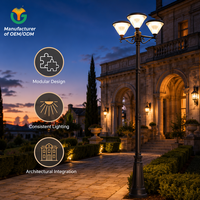 Lámpara Solar LED para Jardín, Personalizada de Fábrica, IP65 Impermeable, Batería de Litio, Temperatura de Color 3000K-6500K, Lámpara de Poste para Exteriores de Aluminio