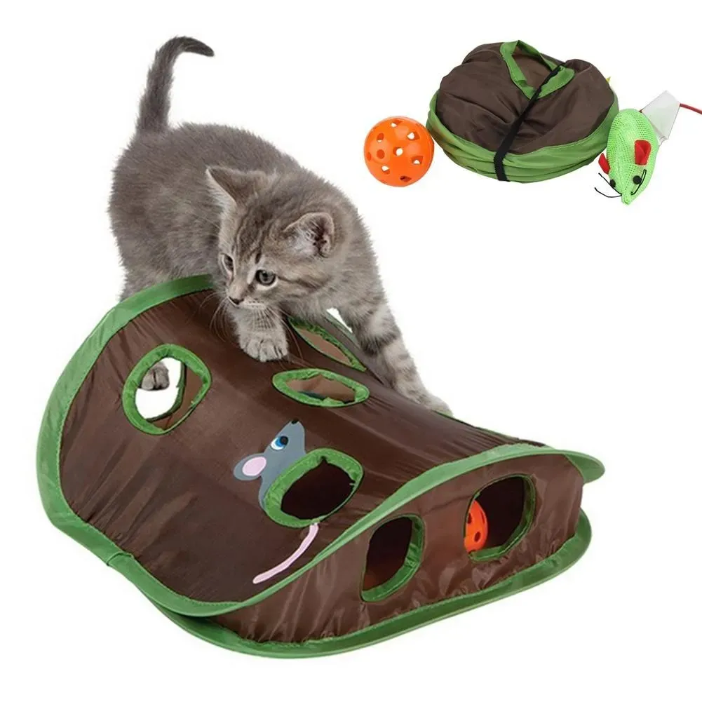 Pliable Intelligence Formation Chat Jouets Interactif 9 Trous De Souris Chat Tunnel pour Chaton