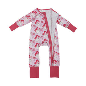 Alta calidad de punto ODM Navidad occidental Santa cremallera caliente Rosa manga larga bebé niñas mameluco primavera Boutique venta al por mayor caliente - Product Image 2