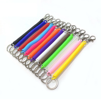 Porte-clés spirale en plastique rétractable ressort bobine anti-perte extensible cordon élastique corde de sécurité porte-clés avec fermoir mousqueton en métal