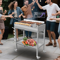 Barbecue extérieur avec réglage de la hauteur, en acier inoxydable, moteur sans fil, grill de style chypriote