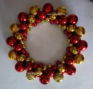 35cm 크리스마스 공 화환 화환 장식품 나무 공 장식 휴일 파티 정문 교수형 장식 골드 레드 - Product Image 3