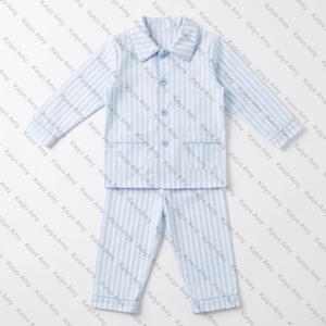 Pigiami in Cotone per Bambini Inverno 2026, Set Blu a Righe per Ragazzi e Ragazze, Abbigliamento Coordinato per Famiglia - Product Image 4