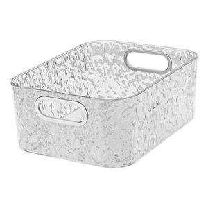 Premium Transparante Getextureerde Plastic Pet Opbergdoos Metalen Handgrepen Ruimtebesparende Organizer Voor Badkamer Ijdelheid Slaapkamer Cosmetica - Product Image 1