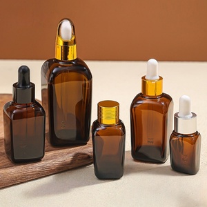 En stock – Flacon compte-gouttes carré en verre ambré brun de 10 ml, 20 ml, 30 ml, 50 ml, 100 ml pour sérum visage et huiles essentielles – En vente - Product Image 1