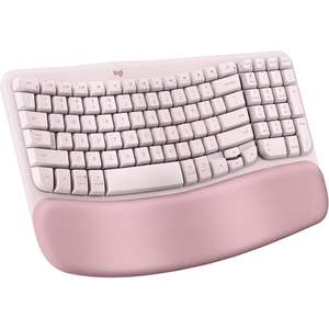 Teclado Ergonómico Inalámbrico de Membrana Plástica Wave Keys, Color Rosa, 104 Teclas con Reposamuñecas para Computadora Personal - Product Image 1