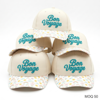 Gorra de Béisbol Personalizada de 6 Paneles, Sarga de Algodón Estampada, Visera Curva, Bordado 3D, Corona Alta Estructurada, Ajustable para Mujer, Gorras