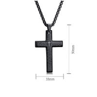 Collier Pendentif Croix Classique en Or 18K PVD et Acier Inoxydable 33*50MM avec Chaîne Perles Carrées Poli Miroir – Vente en Gros
