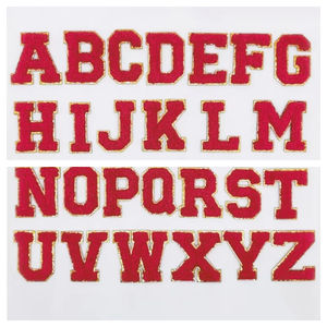 Индивидуальная самоклеящаяся Однослойная 5,5 см буквенные патчи для полотенец, вышитые тканевые наклейки, красные алфавитные патчи - Product Image 1
