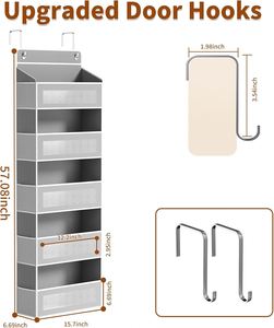 Organisateur de porte suspendu peu encombrant à 5 niveaux, 5 grandes poches latérales, 10 poches latérales, capacité de 20 kg, pour l'organisation des placards, des murs, des chambres et des salles de bain - Product Image 5