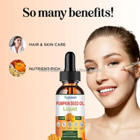 Ausreson Huile de graines de citrouille et extrait de palmier nain Shampoing pour la croissance des cheveux Complément biologique Gouttes d'huile de graines de citrouille pure pour la peau