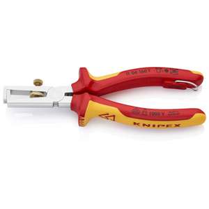 KNIPEX - 11 06 160 T Pince à dénuder avec ressort d'ouverture, universelle chromée, poignées isolées avec gr multi-composants - Product Image 1
