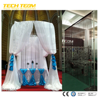 Poteau télescopique réglable TECH TEAM en aluminium et velours avec plaque de base en acier, modèle PDT, options noir/argent