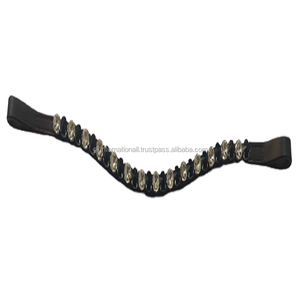 Bandeau à sourcils avec bling pour chevaux en forme de V 100% Bandes à sourcils en cuir véritable pour chevaux en épi complet sur des tailles fabriquées en Inde - Product Image 1