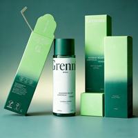 Caja de Embalaje de Belleza Vegana Reciclable, Impresión Personalizada en Degradado Verde, Acabado en Relieve con Cierre Magnético