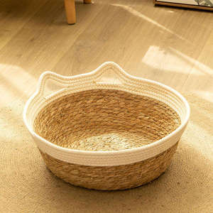Panier pour animaux de compagnie en corde de coton tressée, nid douillet et chaud pour l'intérieur, maison de couchage pour chat, chien, chiot, chaton, petit animal, fait main, naturel - Product Image 5