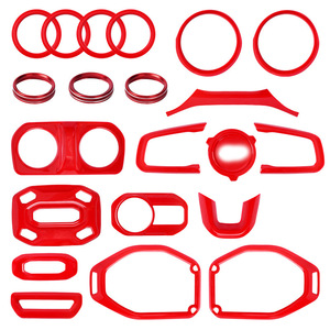 Kit completo de molduras interiores ABS rojo para Jeep Wrangler 2018-2021, cubierta del marco del panel de instrumentos - Product Image 1