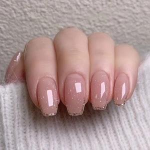 Lot de 12 faux ongles en acrylique rose dégradé, forme amande, pré-dessinés, pour nail art - Product Image 1