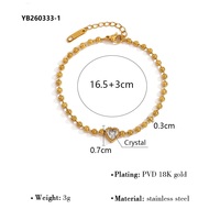 Bracelet chaîne à billes rondes en acier inoxydable plaqué or 18 carats, incrustation de coquille blanche en forme de cœur carré, fermoir extensible réglable