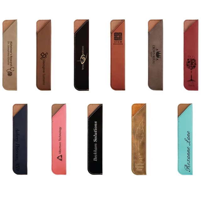 Laserable Leatherette Pen Sleeve Personalized Custom Logo Blanks Laser Engraving Leather Pen Sleeve Office Gifts