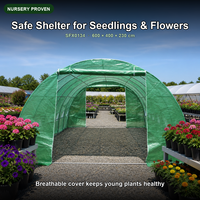 Serre extérieure pour légumes et fleurs de jardin, structure en tubes d'acier galvanisé, couverture en maille verte, 12 fenêtres