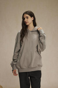 H5524 Nouveau design streetwear, vente en gros, sur mesure, mélange de coton 430 g/m², sweat à capuche oversize avec fermeture éclair aux poignets pour hommes et femmes - Product Image 6