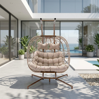 Fauteuil suspendu double en osier, nouveau design, pour 2 personnes, résistant aux intempéries, idéal pour jardin et complexe hôtelier, directement de l'usine