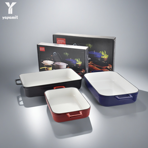 Vượt thời gian 30cm hình chữ nhật gang men nướng món ăn cổ điển vuông phong cách cho cổ điển <span class=keywords><strong>Baking</strong></span> phong cách - Product Image 1