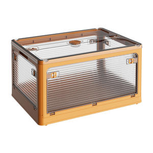 Folding Storage <b>Bins</b> Plastic Storage Containers with Wheels Four <b>Doors</b> Foldable Stackable for Organization Storage Cart - Product Image 6