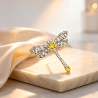 Broche élégante en laiton et zircon, motif libellule, idéale pour les mariages, bijoux pour femmes et hommes, collection 2026