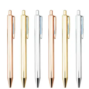 Bolígrafo de Metal con clic para publicidad personalizada, bolígrafo de lujo con logotipo, rosa, oro y plata, regalo personalizado
