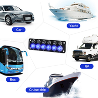 Panneau de commande à 6 interrupteurs à bascule DC 12V 24V pour bateau marin, camping-car, yacht avec fusible indépendant 10A et voyant LED bleu