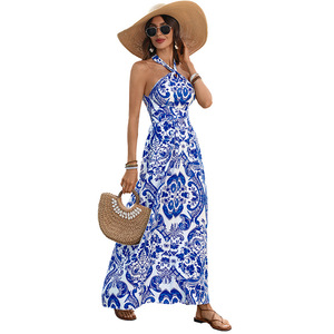 Abito lungo da donna <span class=keywords><strong>in</strong></span> porcellana celadon stampata, nuovo design estivo 2026, ideale per <span class=keywords><strong>vacanze</strong></span> e spiagge - Product Image 5