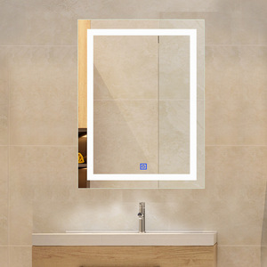 Miroir de salle de bain LED intelligent moderne sans cadre, rétroéclairé, rectangulaire, avec capteur tactile, anti-buée, pour projets hôteliers - Product Image 2