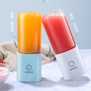 Nouveau mini mixeur USB portable rechargeable, tasse à mélanger les fruits électrique, 400 ml, bleu et blanc, forme ronde - Product Image 2