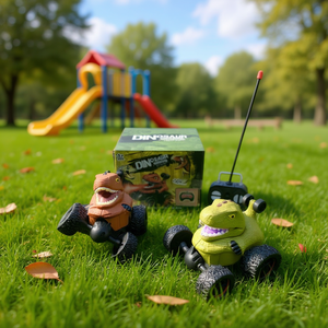 Dinosaur Remote Control Toy T-Rex Dump Truck Green And Brown Plastic Electric With Remote Controller - Product Image 2