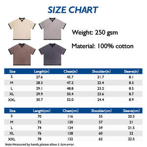 Nueva ropa de calle 250GSM Colorblock en capas de dos piezas Wax-Dye Washed Loose Vintage Cotton Tee - Product Image 5