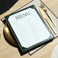Porte-menu simple en cuir véritable à 100 %, format A4, avec logo en relief pour restaurant