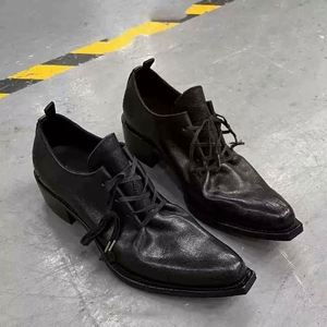 Chaussures habillées pour hommes en cuir véritable noir, style Oxford à bout pointu, à lacets, toutes saisons, semelle extérieure en caoutchouc durable - Product Image 5
